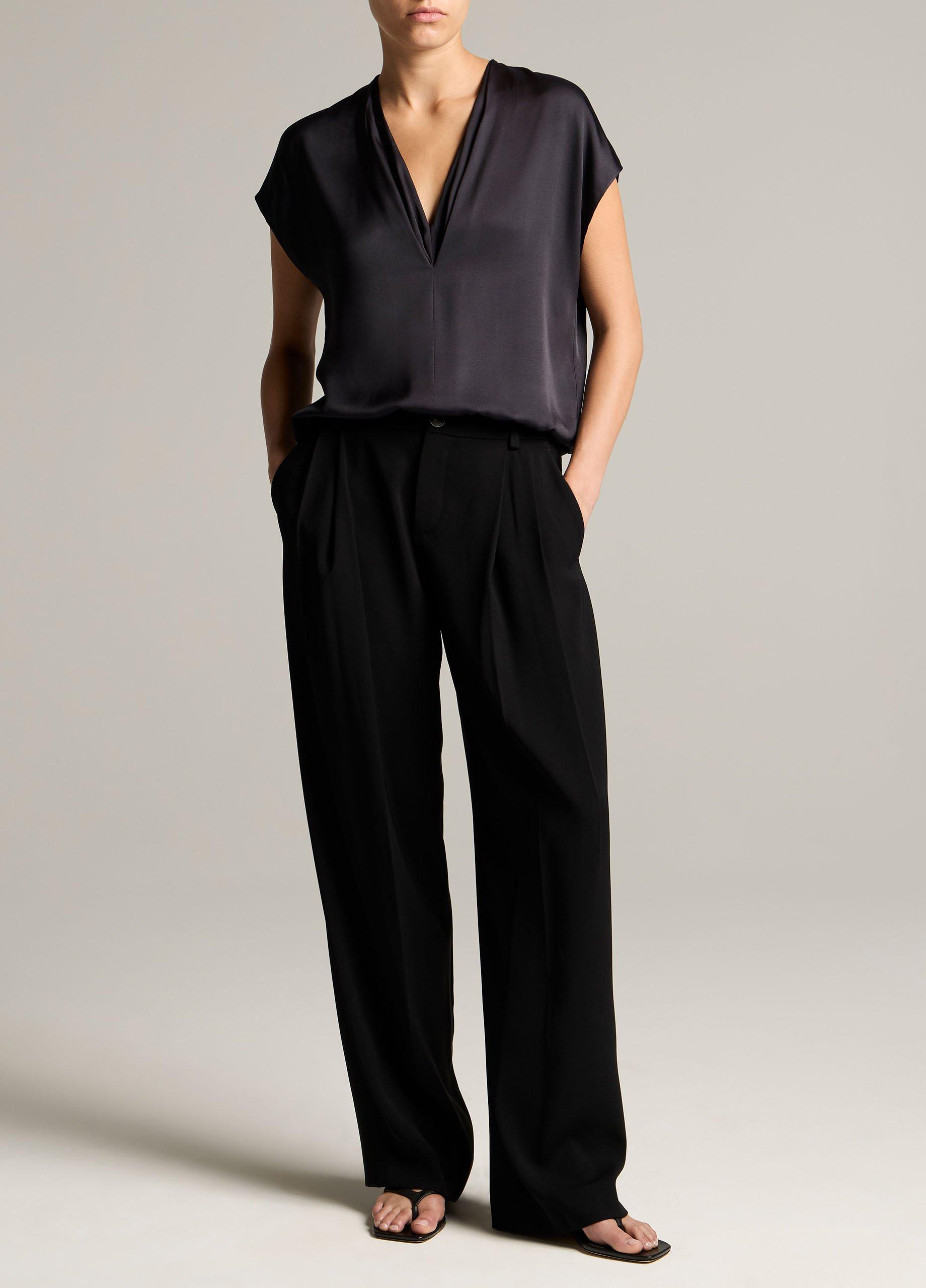 Silk-Blend Double V-Neck Top image number 3