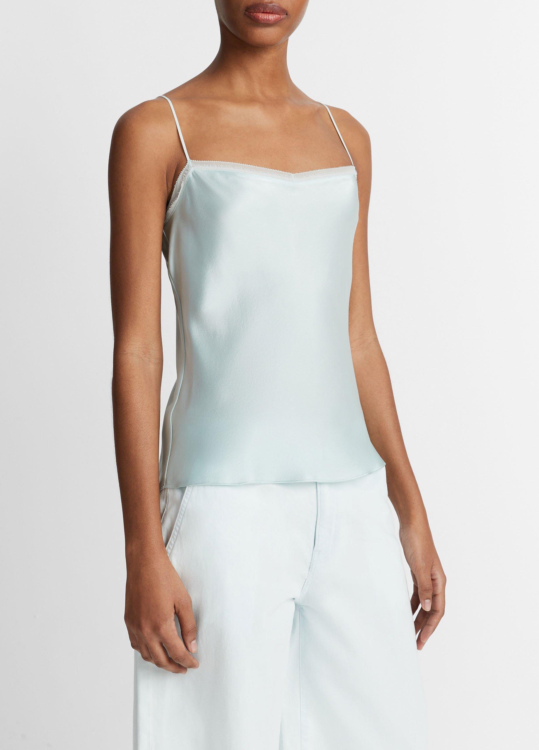 Satin Layered Chiffon-Trim Camisole in Tank Tops