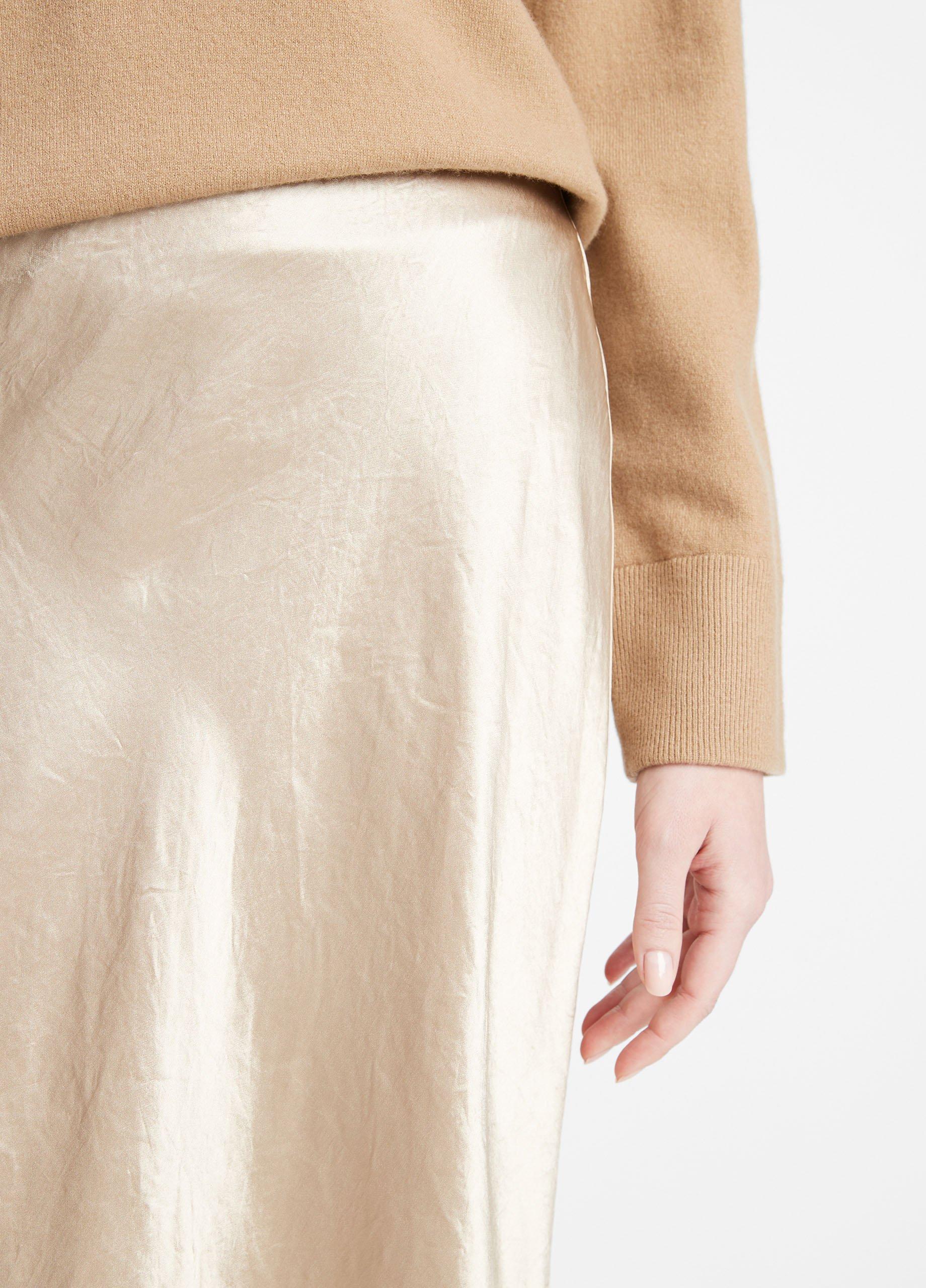 Satin Frayed-Edge Bias Skirt image number 1