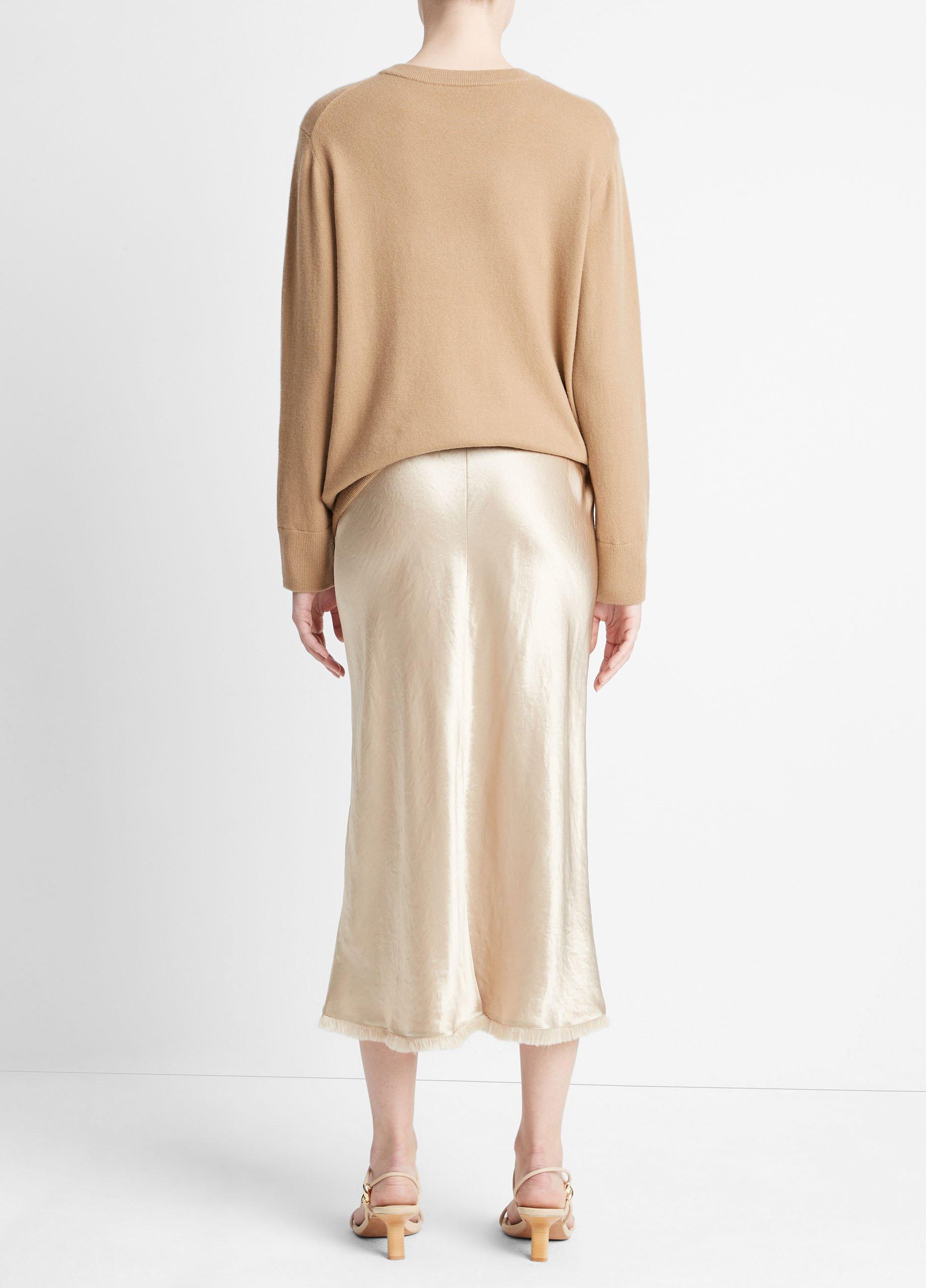 Satin Frayed-Edge Bias Skirt image number 3