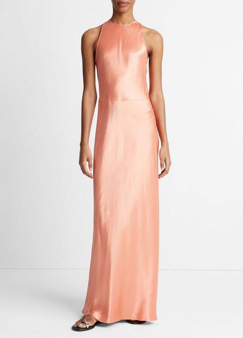 Satin High-Neck Dress