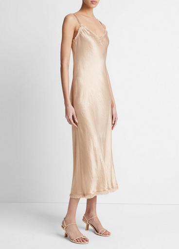 Satin Frayed-Edge Bias Camisole Dress image number 2