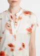 Poppy Blur Silk Band-Collar Blouse image number 1