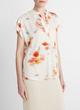Poppy Blur Silk Band-Collar Blouse image number 2