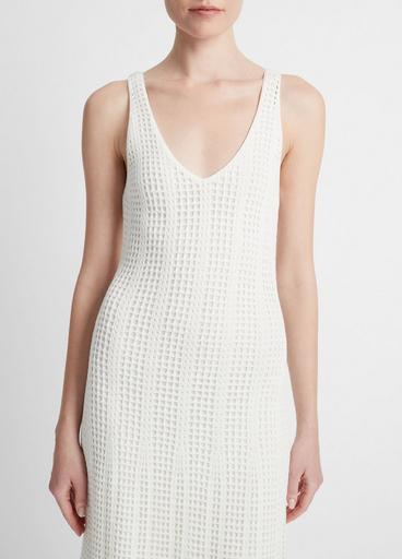 Cotton Mesh-Grid Godet Dress image number 1
