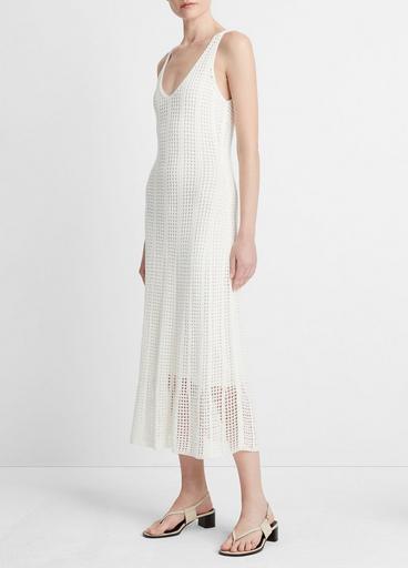 Cotton Mesh-Grid Godet Dress image number 2