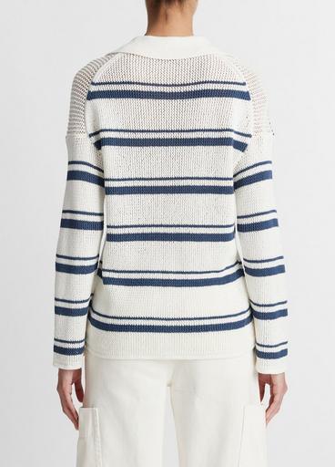 Striped Rack-Ribbed Cotton Pullover image number 3