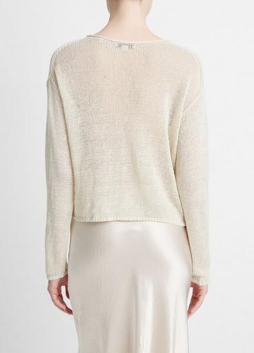 Italian Linen Drop-Shoulder Pullover Sweater image number 3