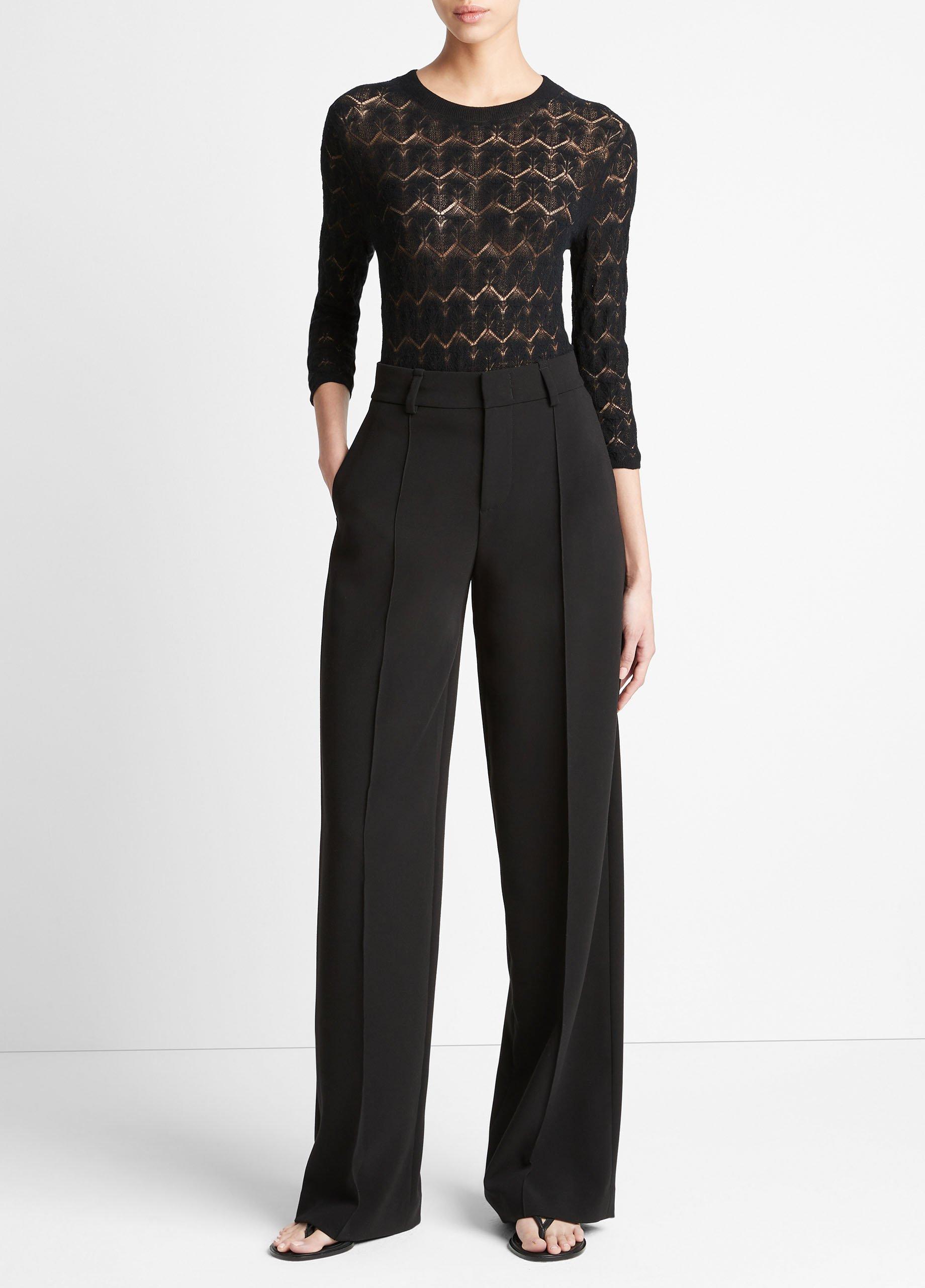 Fine Lace Cotton Three-Quarter-Sleeve Sweater image number 0