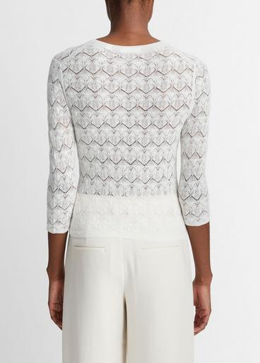 Fine Lace Cotton Three-Quarter-Sleeve Sweater image number 3
