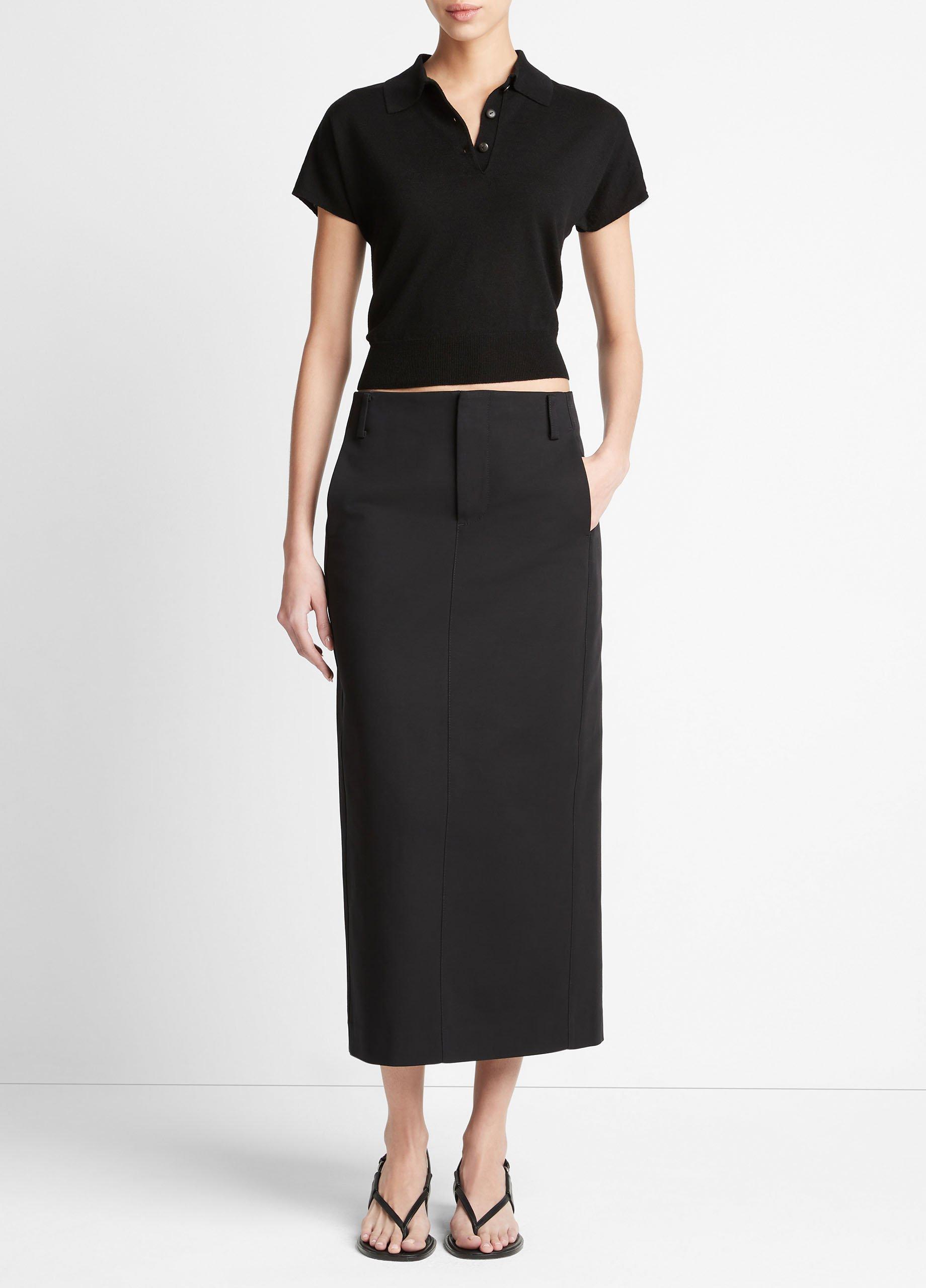 Wool-Blend Cap-Sleeve Polo Sweater image number 0