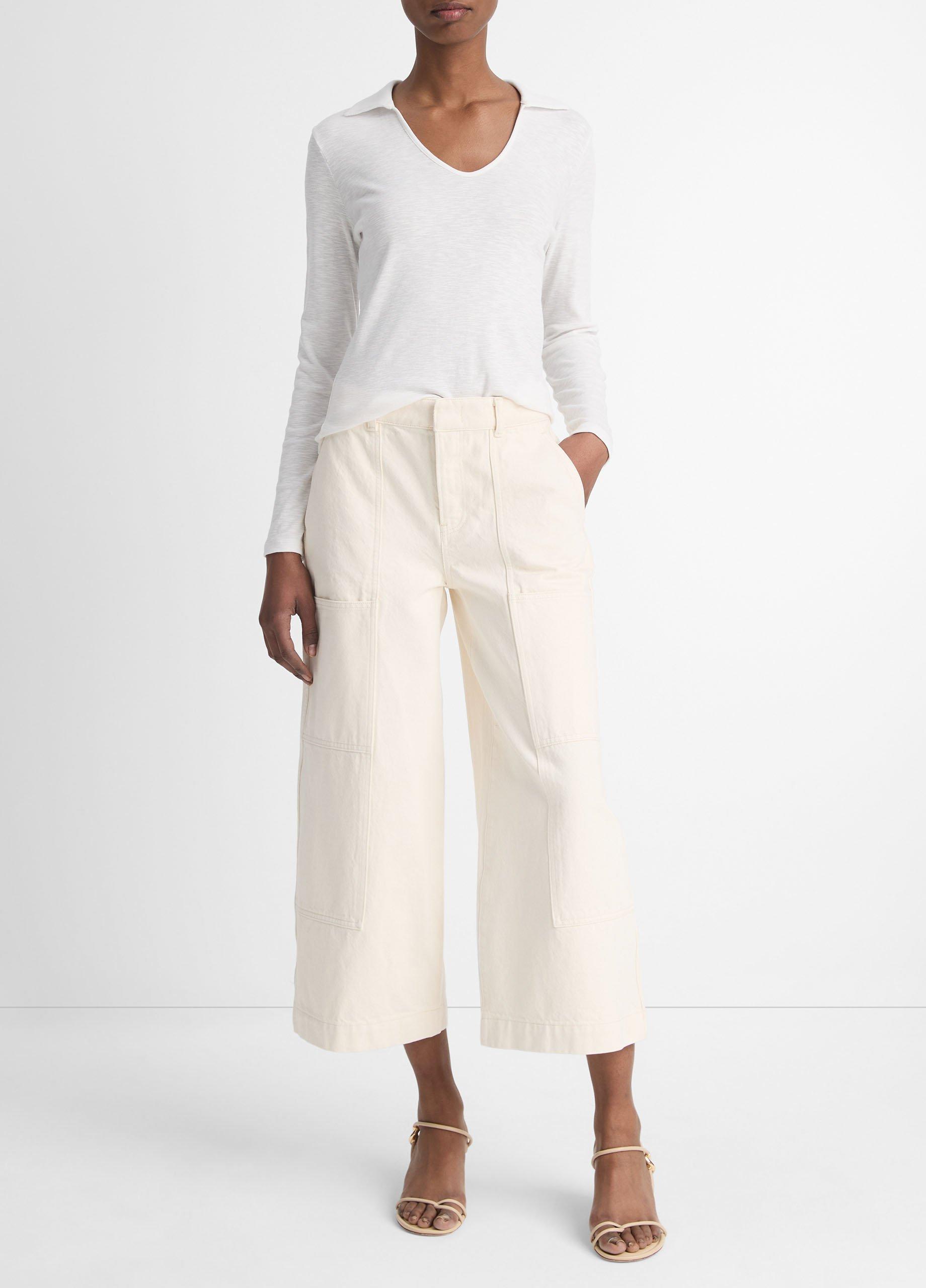 Cotton-Blend Long-Sleeve Polo Top image number 0