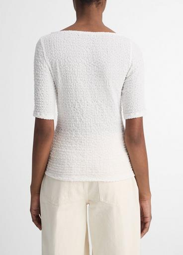 Smocked Elbow-Sleeve V-Neck Top in Shirts & Tees | Vince Smocked Elbow-Sleeve V-Neck Top in Shirts & Tees | Vince