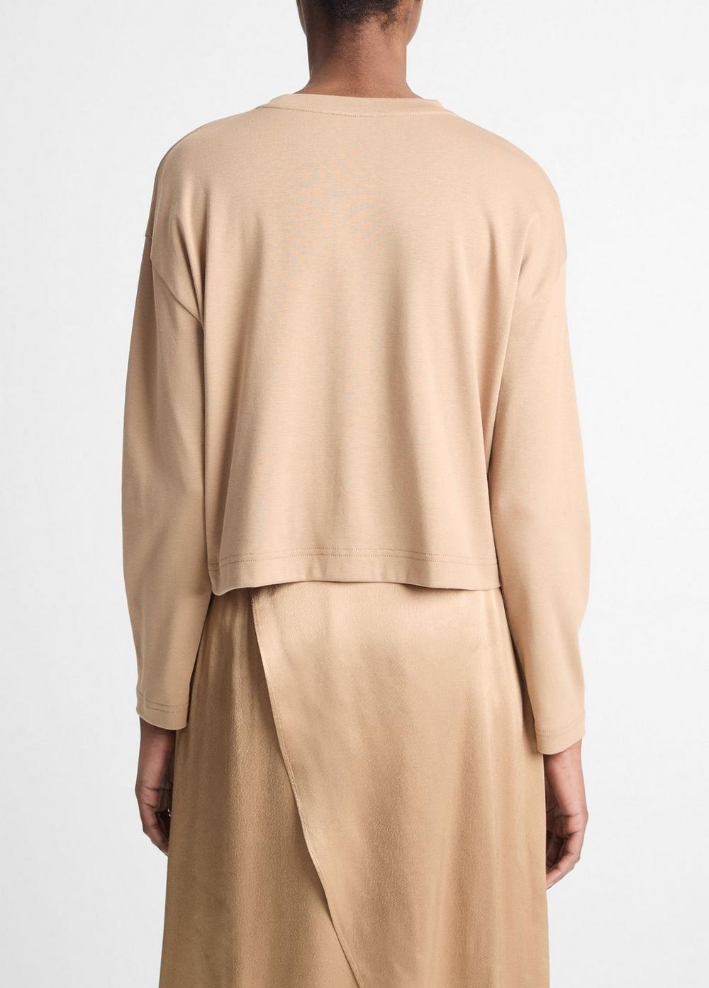 Pima Cotton Long-Sleeve Cropped T-Shirt in Shirts & Tees | Vince Pima Cotton Long-Sleeve Cropped T-Shirt in Shirts & Tees | Vince