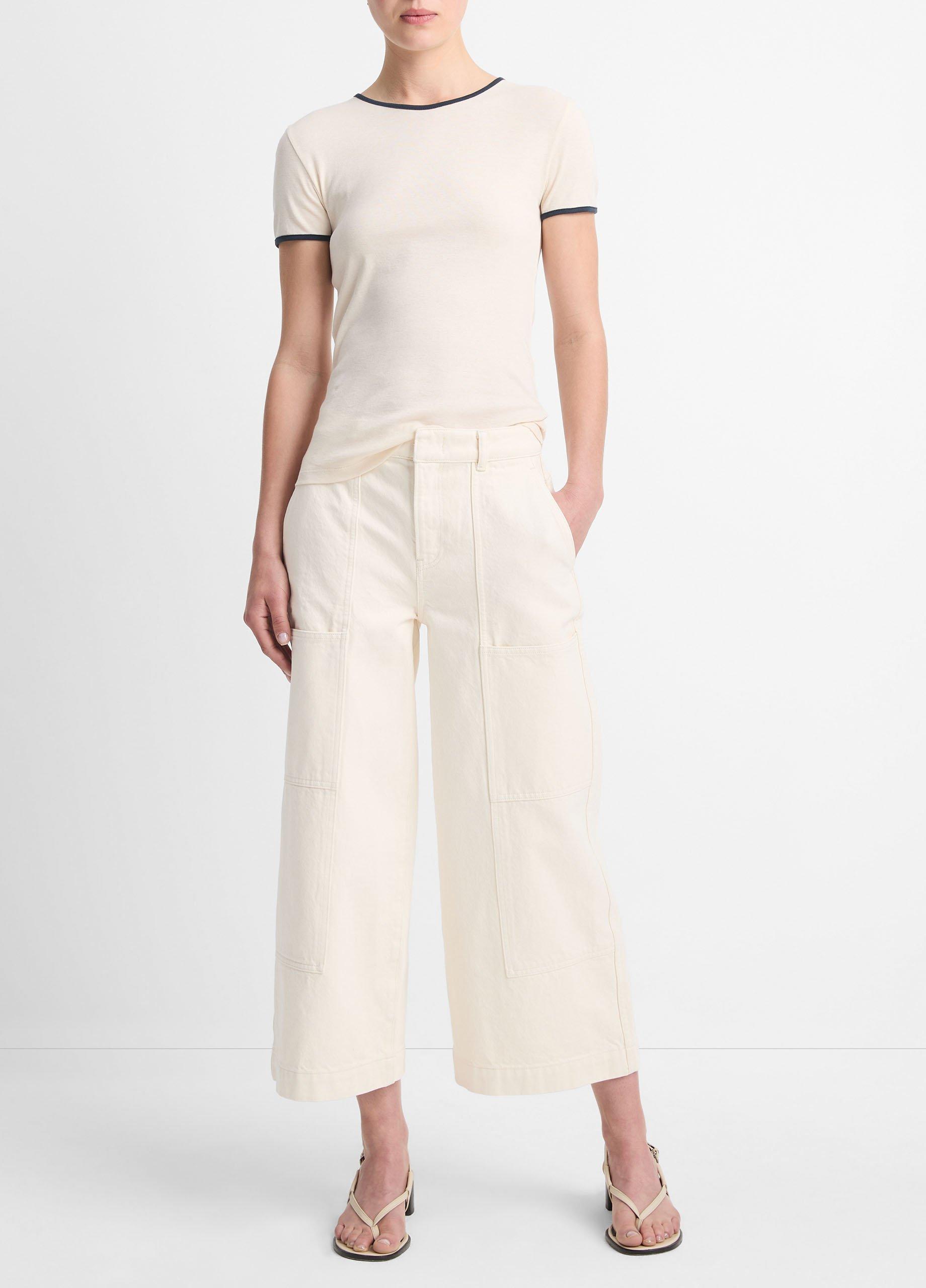 Cotton Tipped Short-Sleeve Crew Neck T-Shirt image number 0