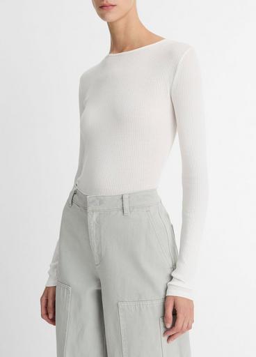 Ribbed Pima Cotton Long-Sleeve T-Shirt in Long Sleeve | Vince Ribbed Pima Cotton Long-Sleeve T-Shirt in Long Sleeve | Vince