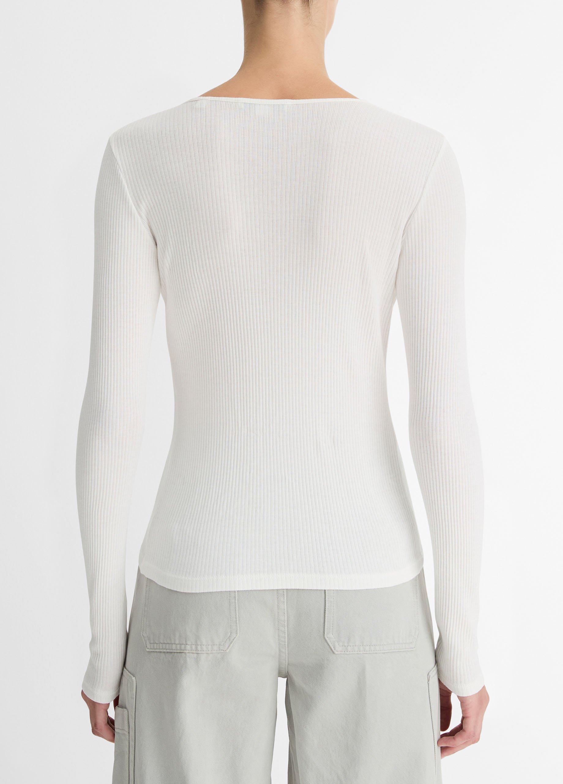Ribbed Pima Cotton Long-Sleeve T-Shirt in Long Sleeve | Vince Ribbed Pima Cotton Long-Sleeve T-Shirt in Long Sleeve | Vince