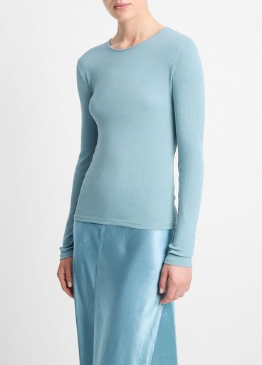 Ribbed Pima Cotton Long-Sleeve T-Shirt in Shirts & Tees | Vince Ribbed Pima Cotton Long-Sleeve T-Shirt in Shirts & Tees | Vince