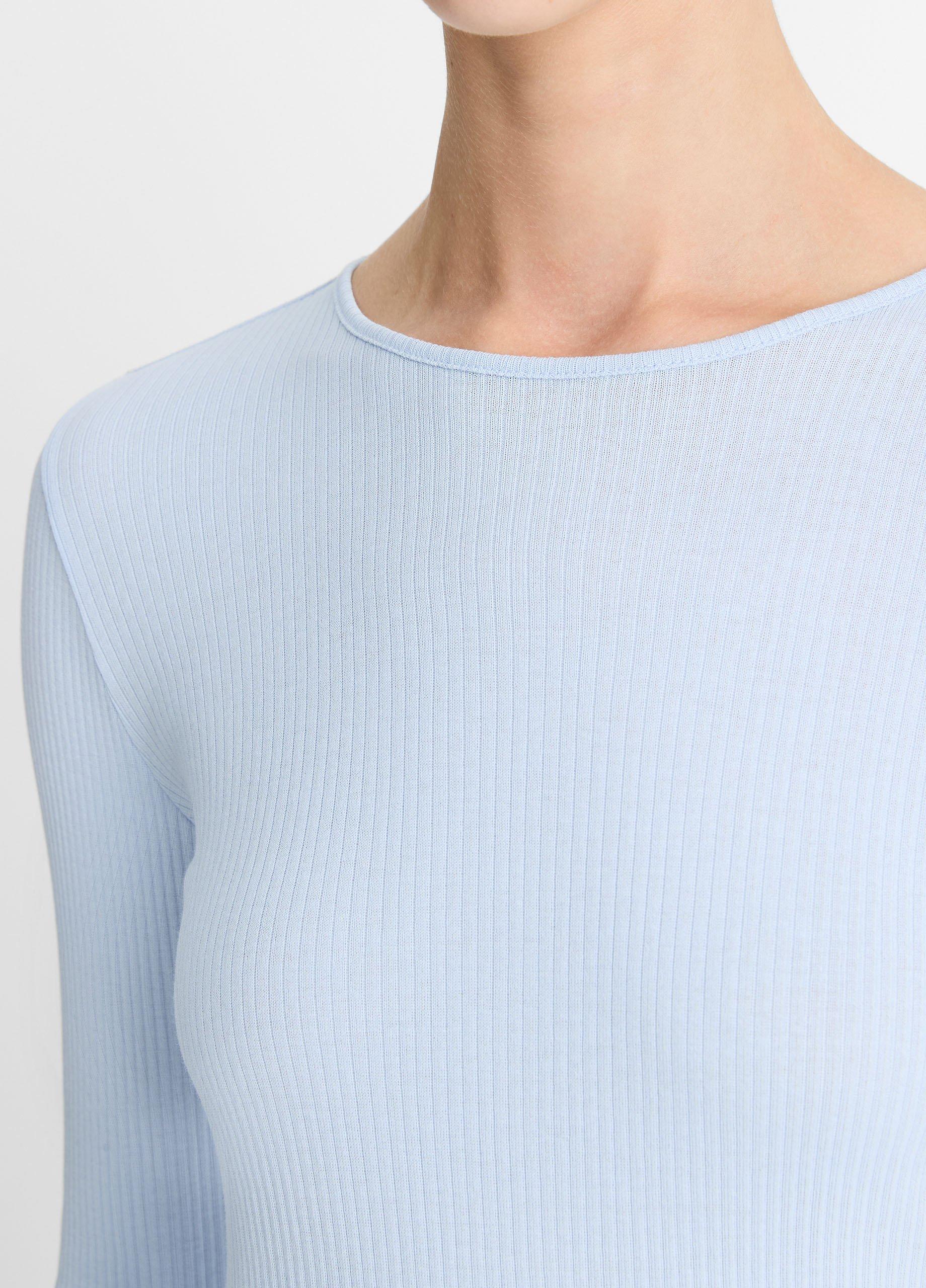 Ribbed Pima Cotton Long-Sleeve T-Shirt in Shirts & Tees | Vince