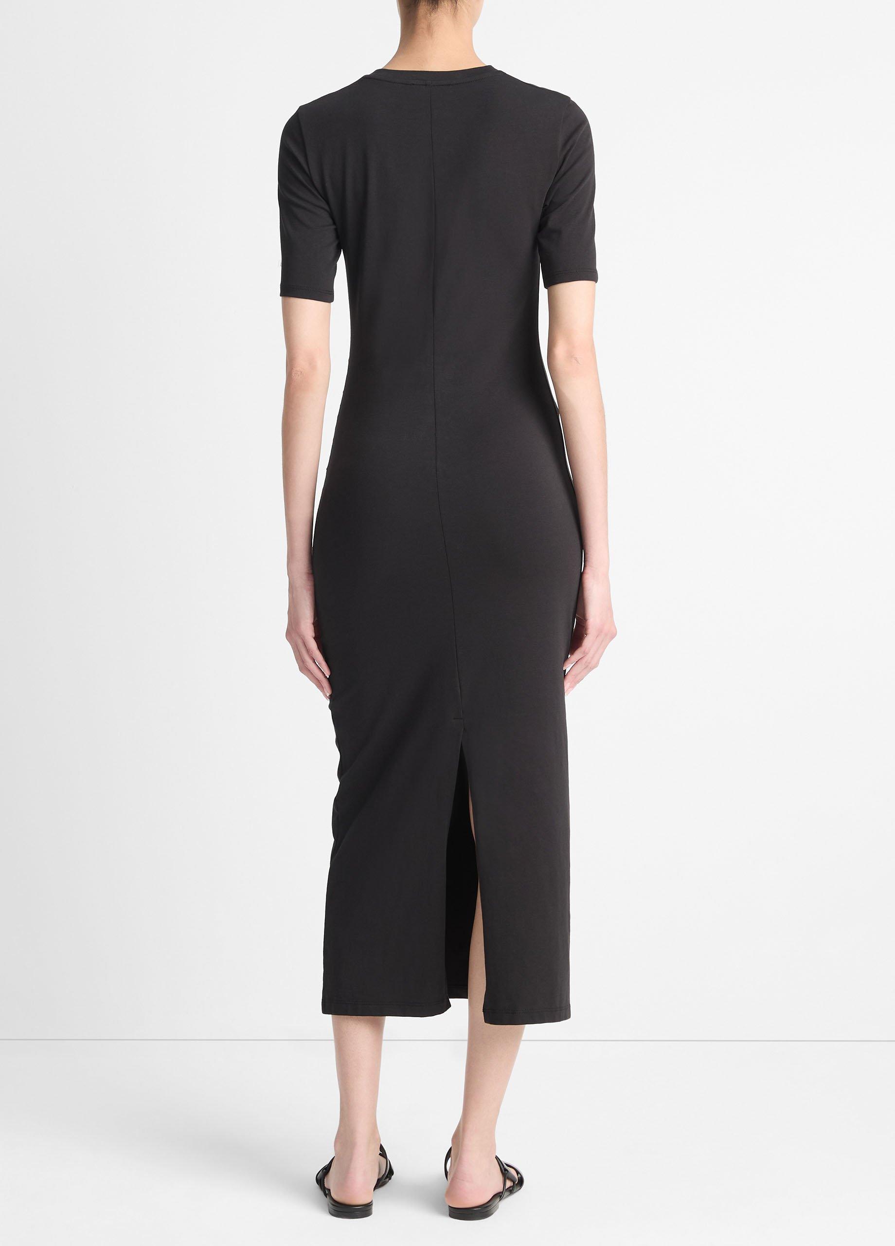 Pima Cotton-Blend Side-Drape Dress in Dresses | Vince