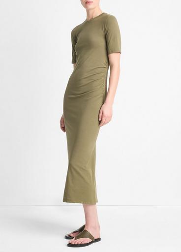 Pima Cotton-Blend Side-Drape Dress image number 2