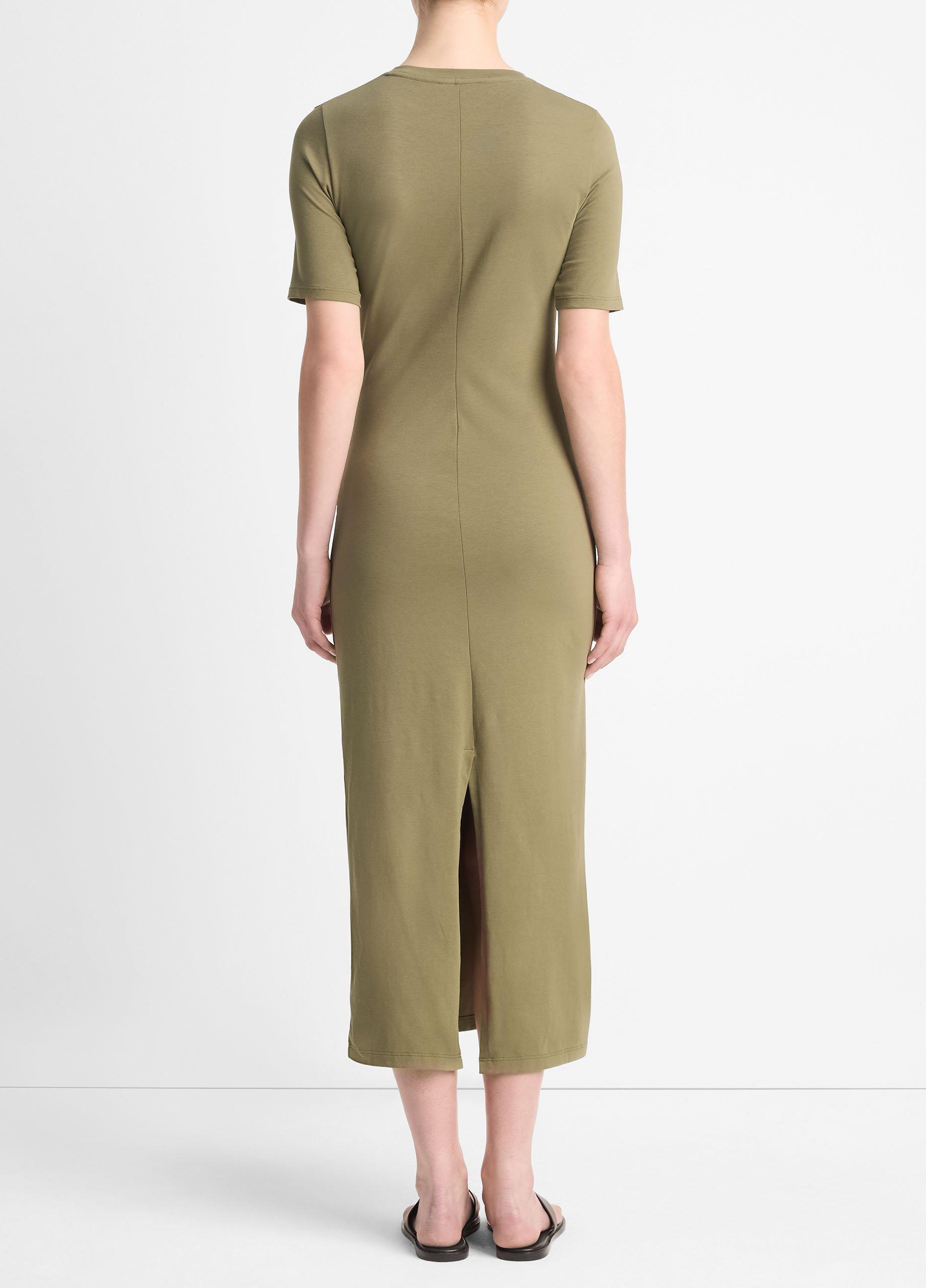Pima Cotton-Blend Side-Drape Dress in Dresses & Skirts | Vince