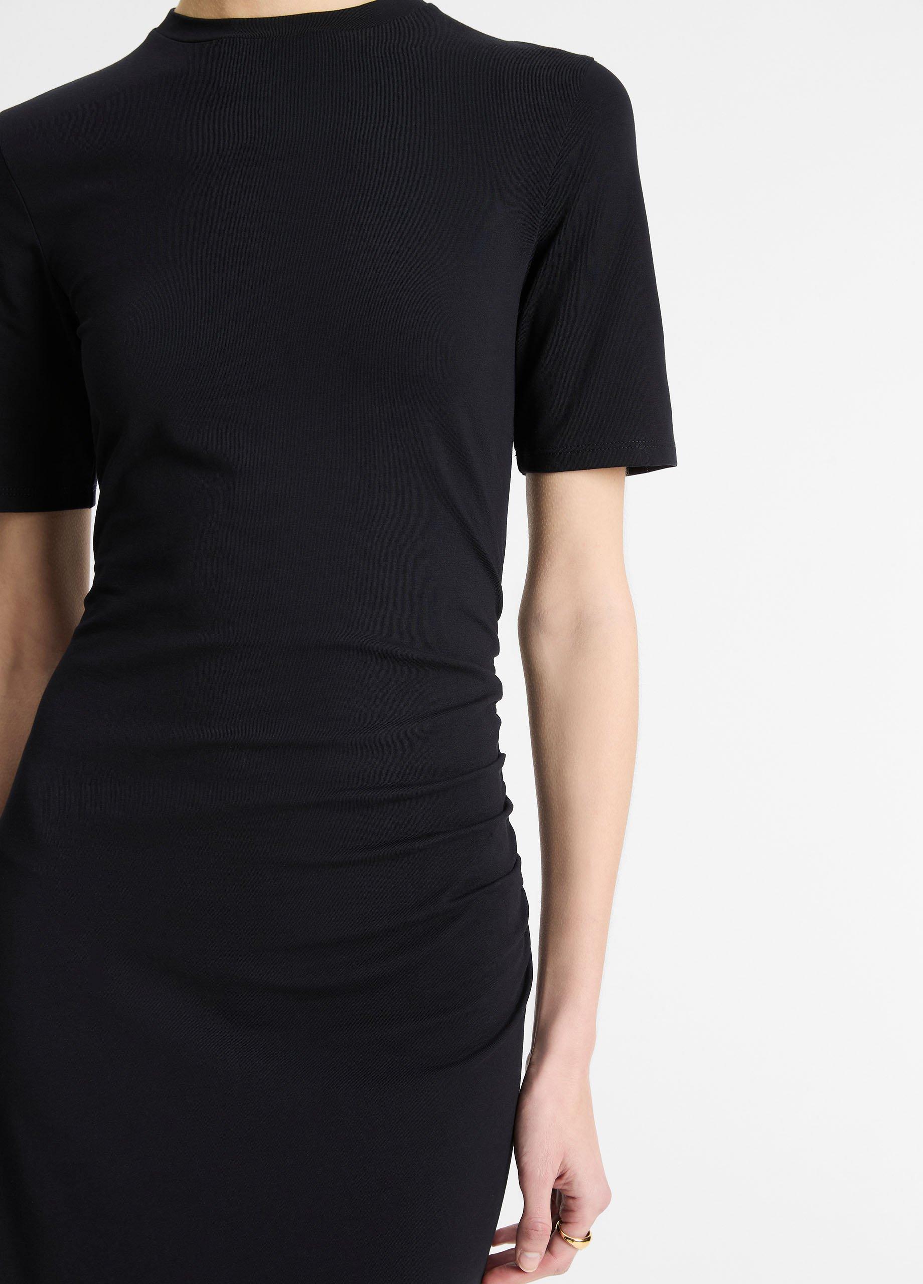 Pima Cotton-Blend Side-Drape Dress image number 3