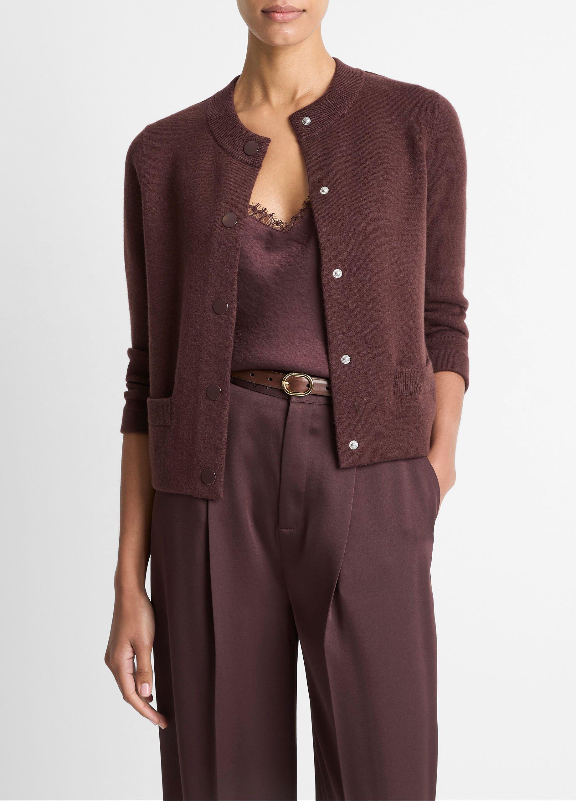 Wool-Blend Shrunken Snap Cardigan in Cardigans | Vince