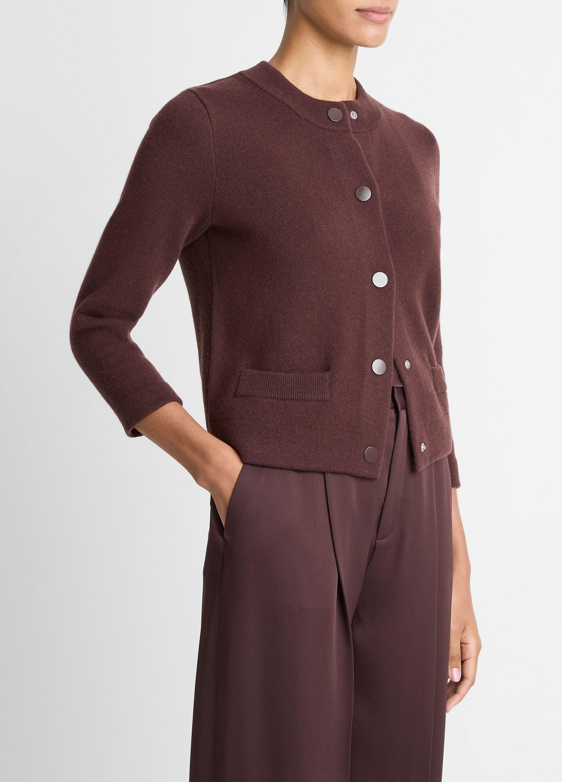 Wool-Blend Shrunken Snap Cardigan in Cardigans | Vince