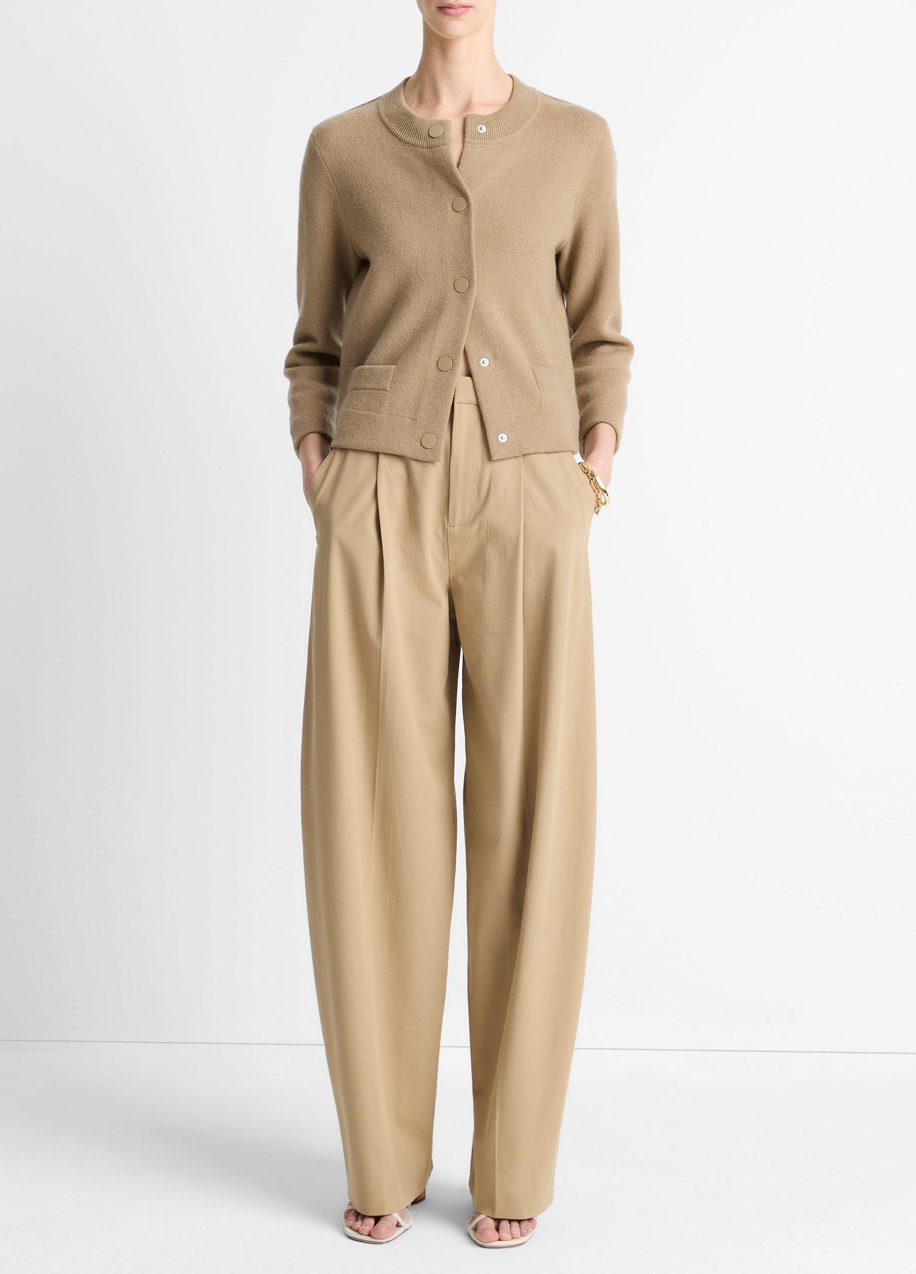 Wool-Blend Shrunken Snap Cardigan in Cardigans | Vince