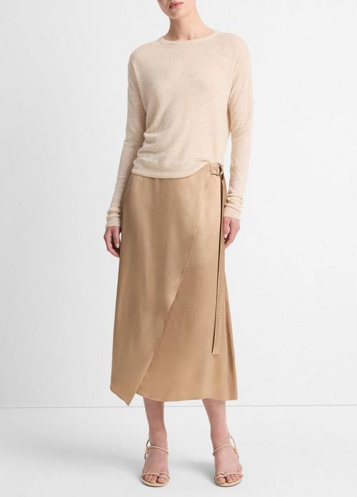 Side-Stripe Satin Low-Rise Wide-Leg Pant in Vince Products