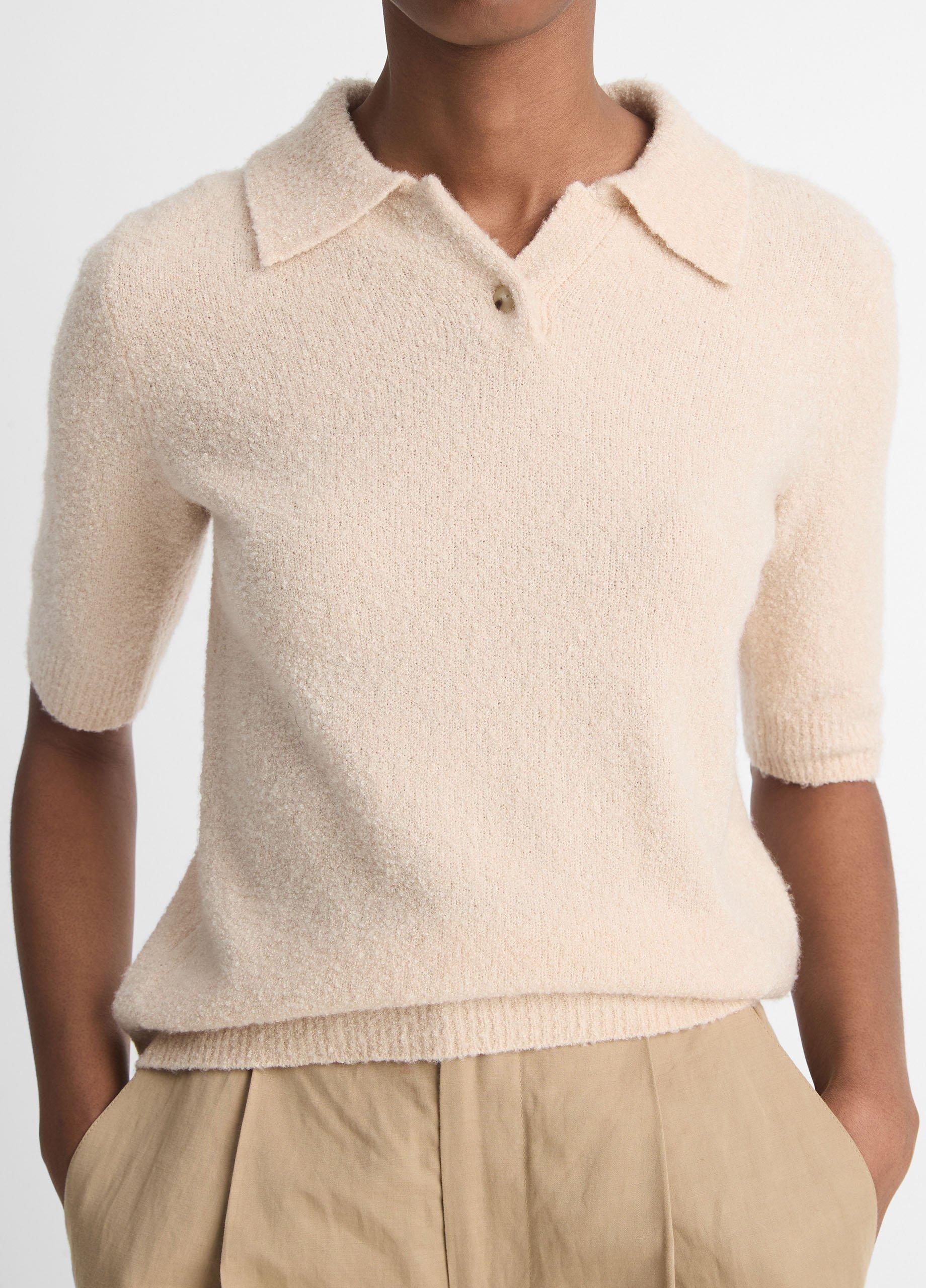 ★ ★ Lyocell silk polo sweater T22F1KTO072WT1C Soft-Boucl-Silk-Blend-Polo-
