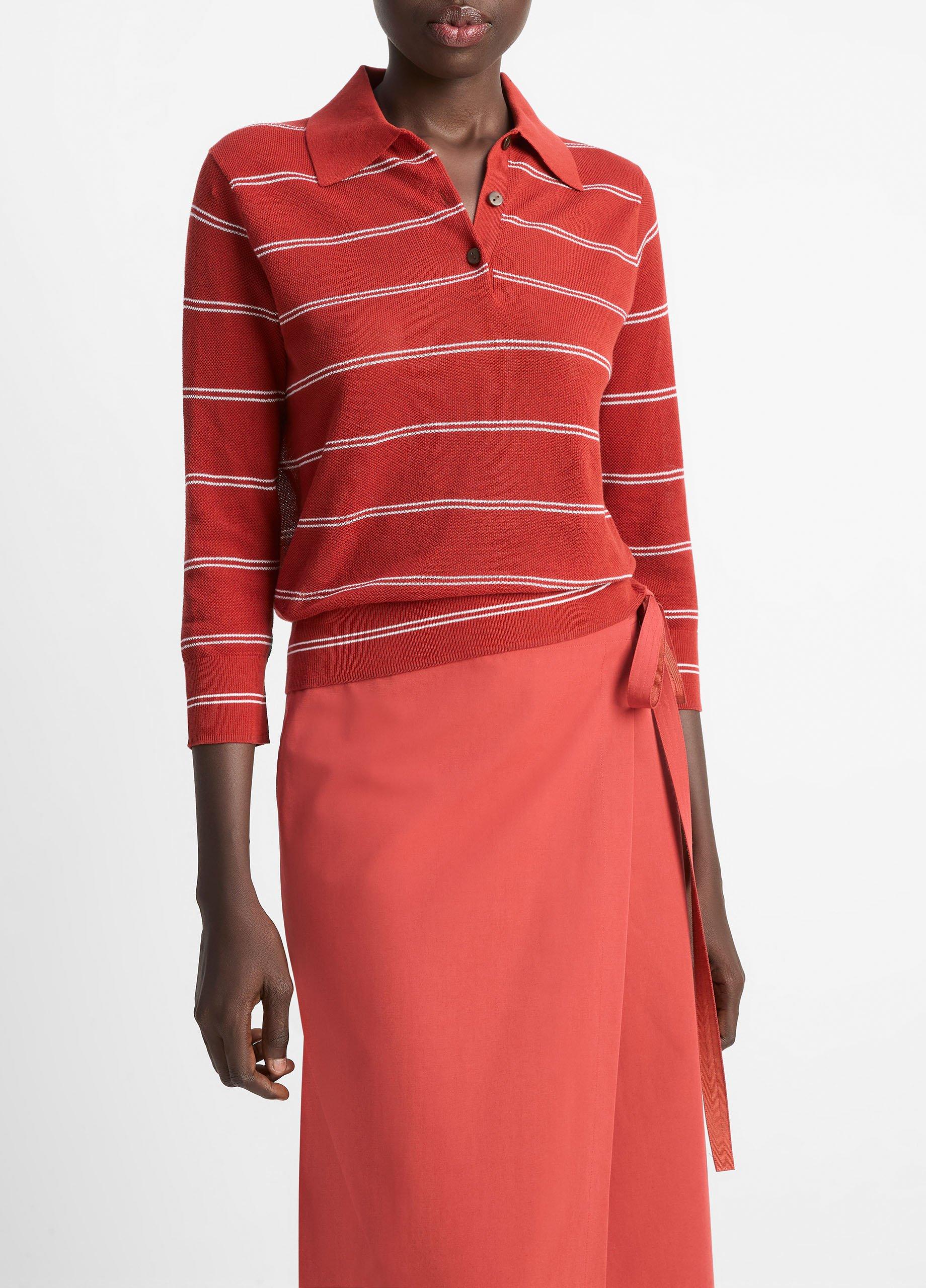 Striped Italian Cotton Piqu&eacute; Polo Shirt image number 1