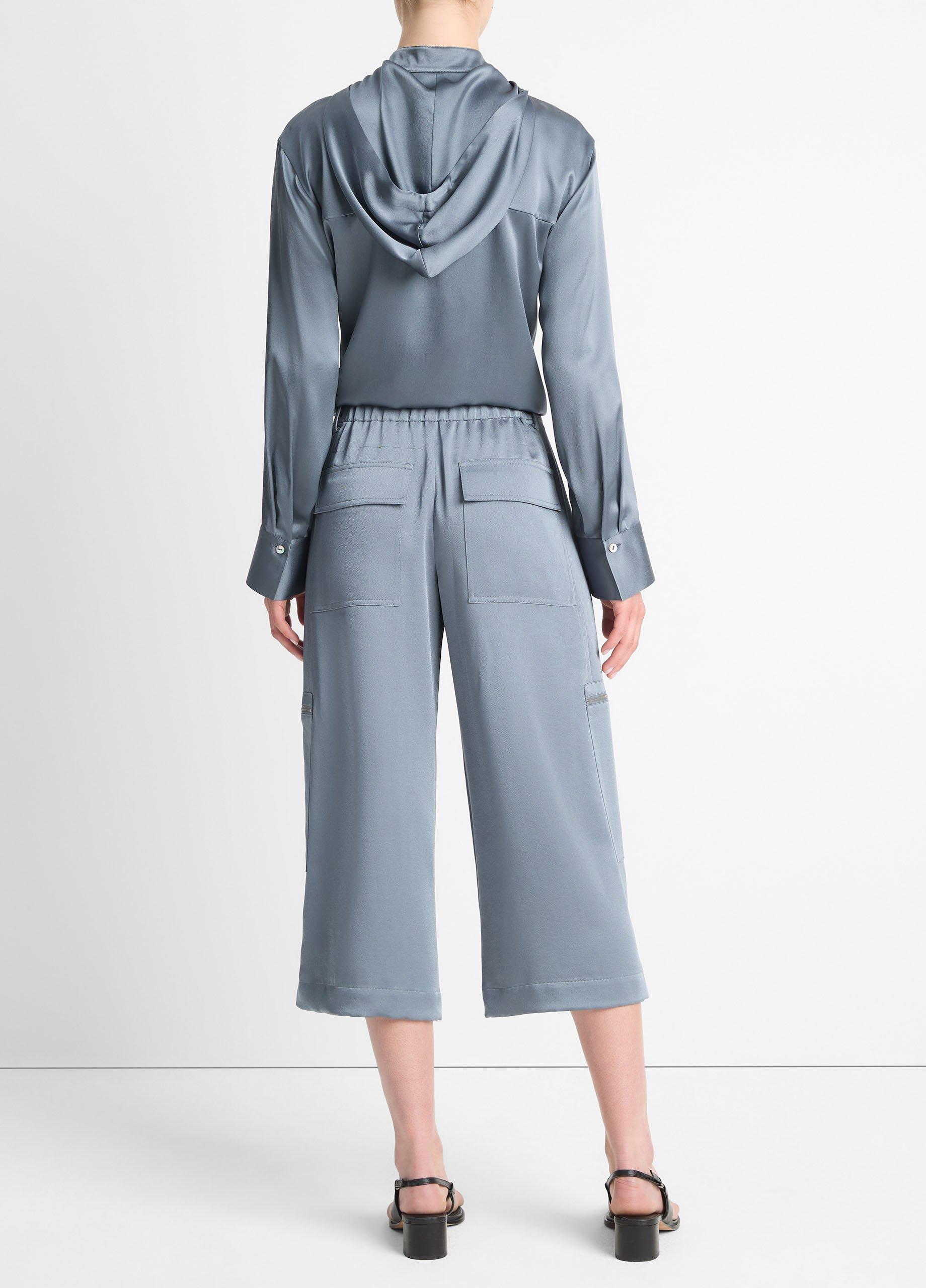 Low-Rise Satin Parachute Crop Pant in Pants & Shorts | Vince