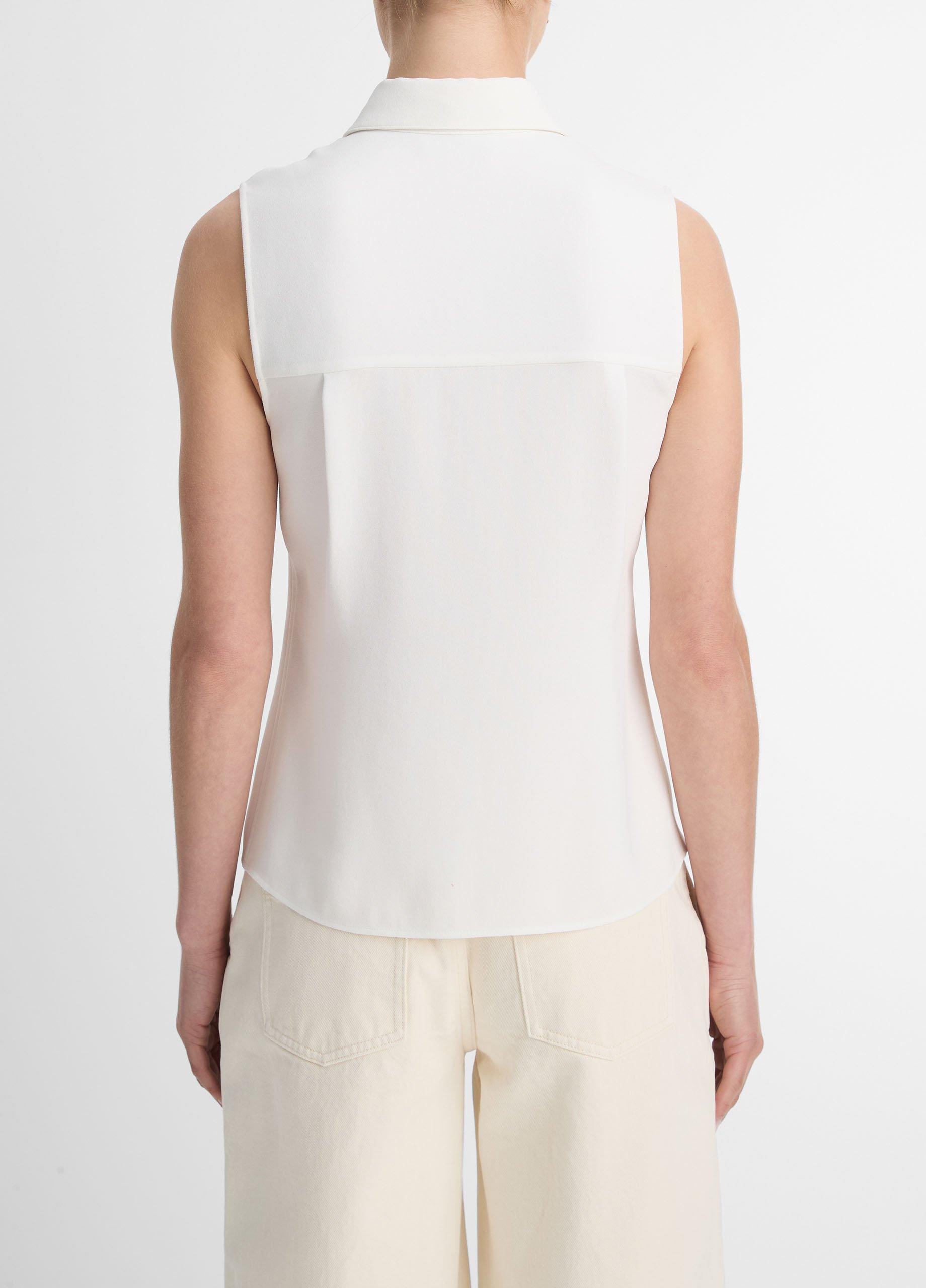 Sleeveless Button-Front Shirt image number 3