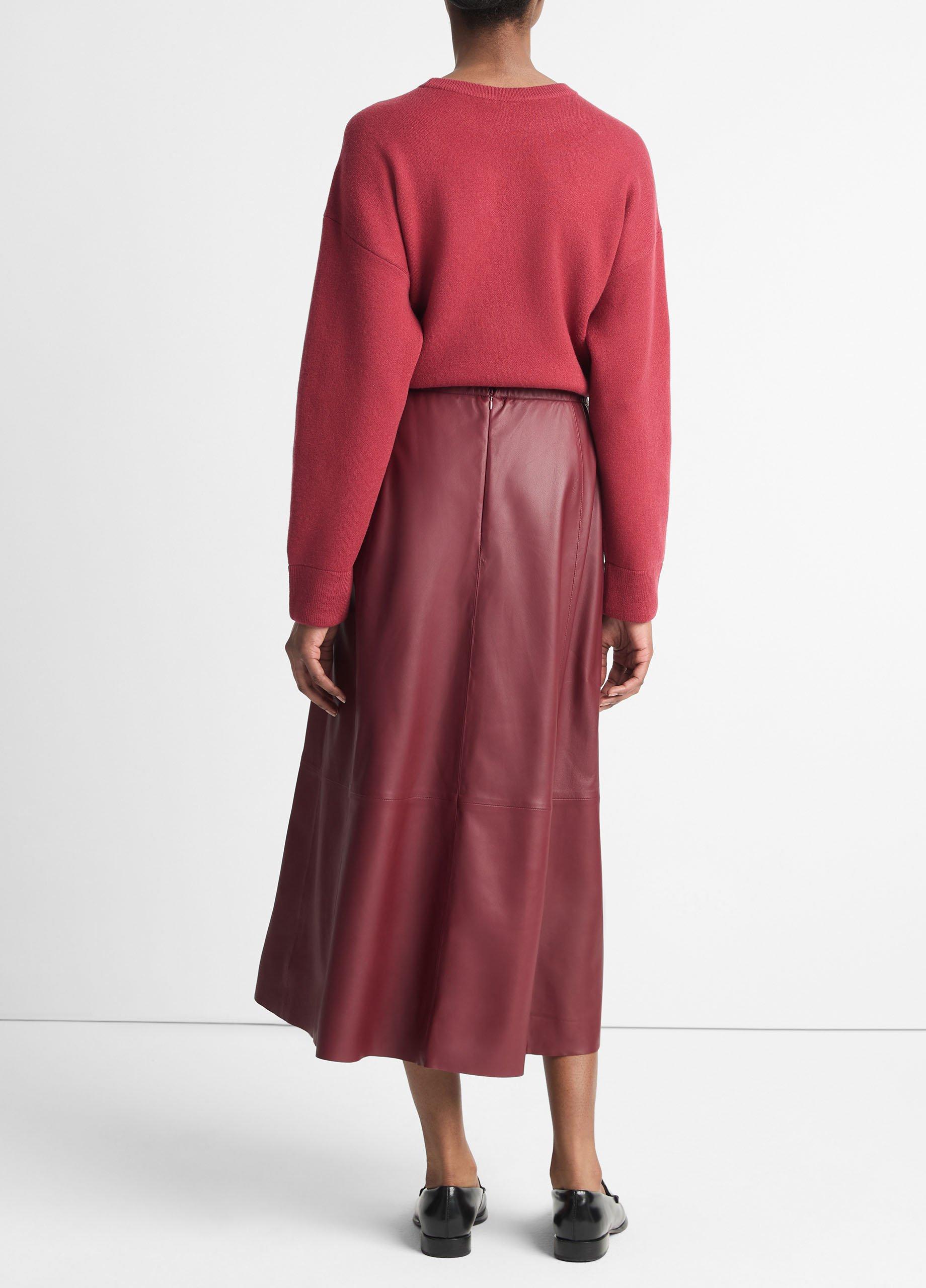 【PORTERNA】Londers mid-length skirt Gathered Leather Mid-Rise Skirt in Dresses & Skirts | Vince