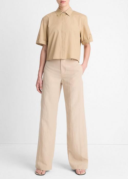 Cotton Short-Sleeve Cropped Shirt