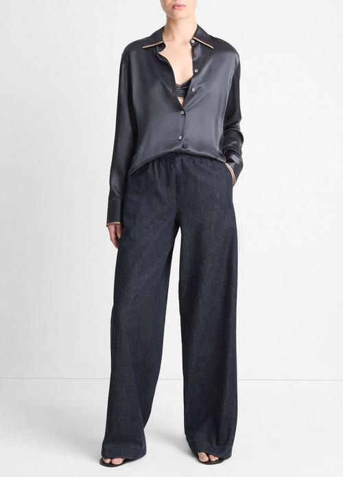 Cotton Mid-Rise Wide-Leg Pant