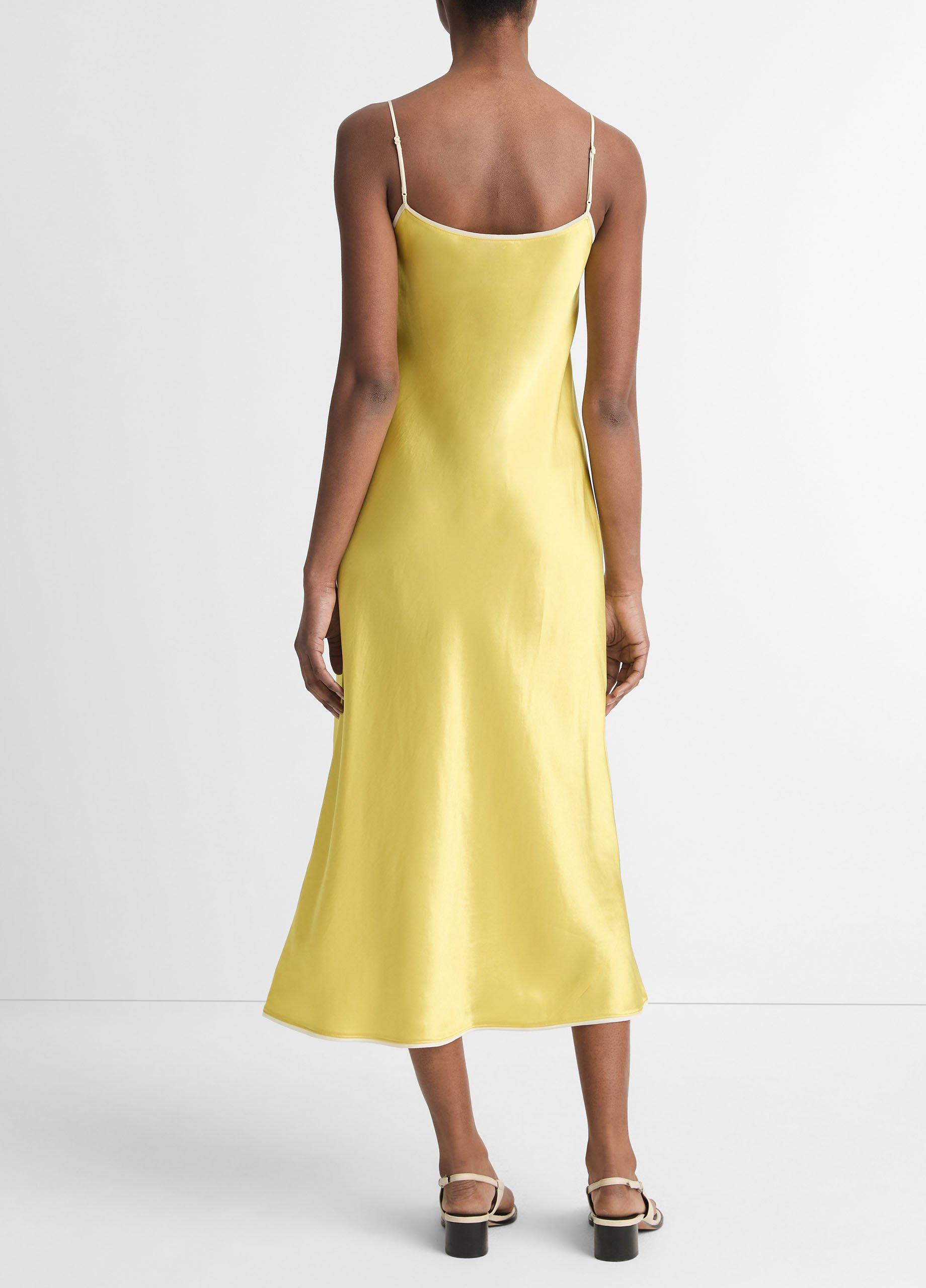 ワンピース 1920s Yellow Silk Slip Dress 1930's Hand Dyed Yellow Silk Dress — Ofelia Vintage