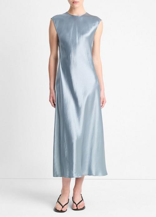 Satin Bias Cap-Sleeve Dress