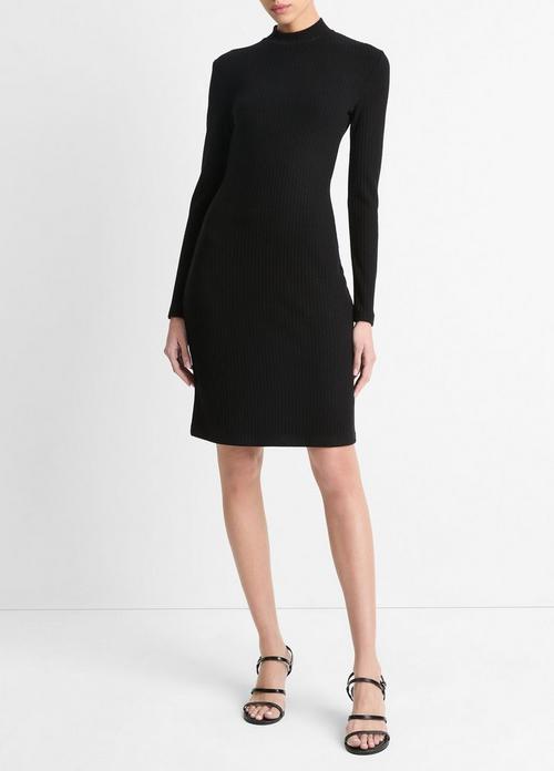 Ribbed Long-Sleeve Short Dress