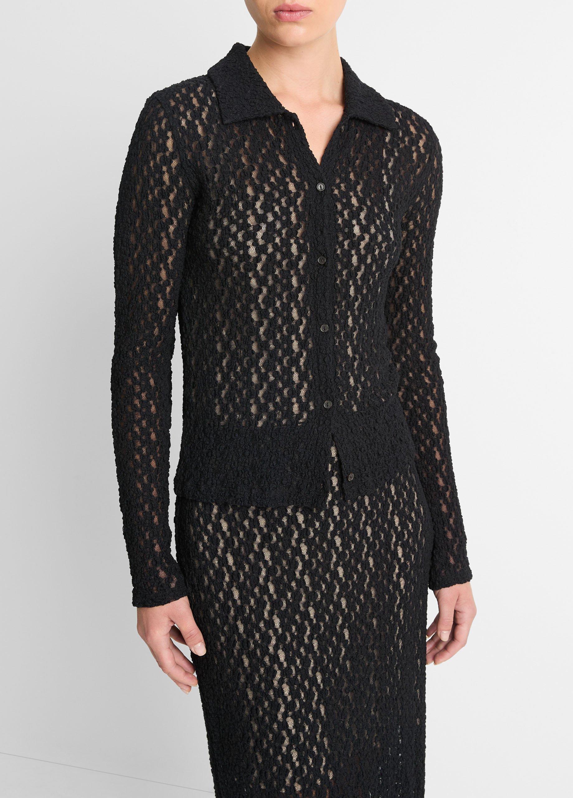 ヴィンス Vince Floral Smocked Long Sleeve Button-Up レディース シャツ トップス Black Floral-Smocked-Long-Sleeve-