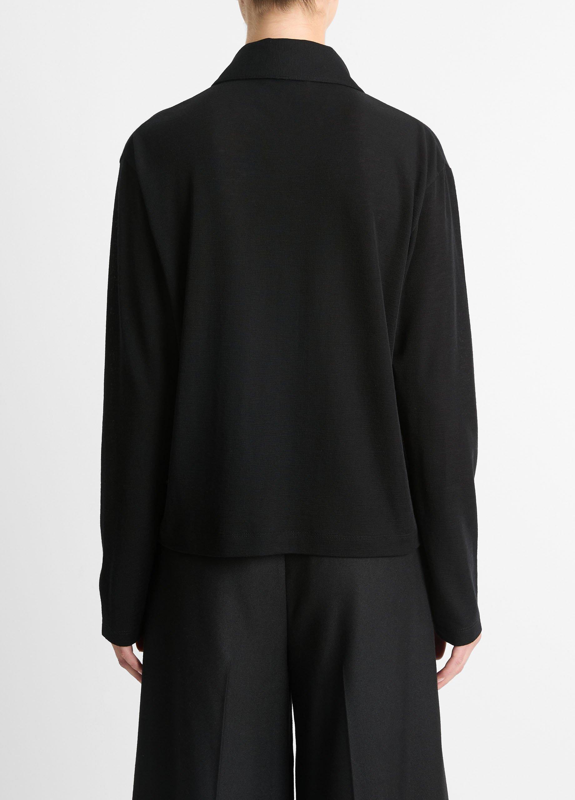 Wool Relaxed Long-Sleeve Polo Shirt image number 3