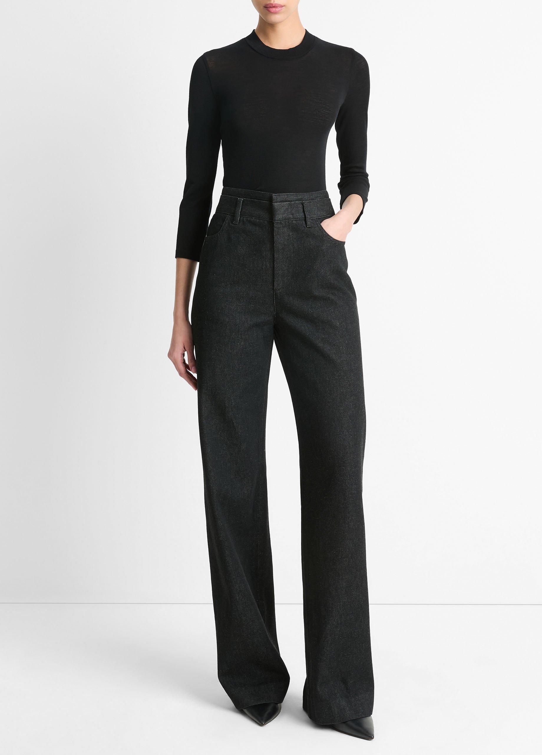 Wool Three-Quarter-Sleeve Mock-Neck Top in Shirts & Tees | Vince