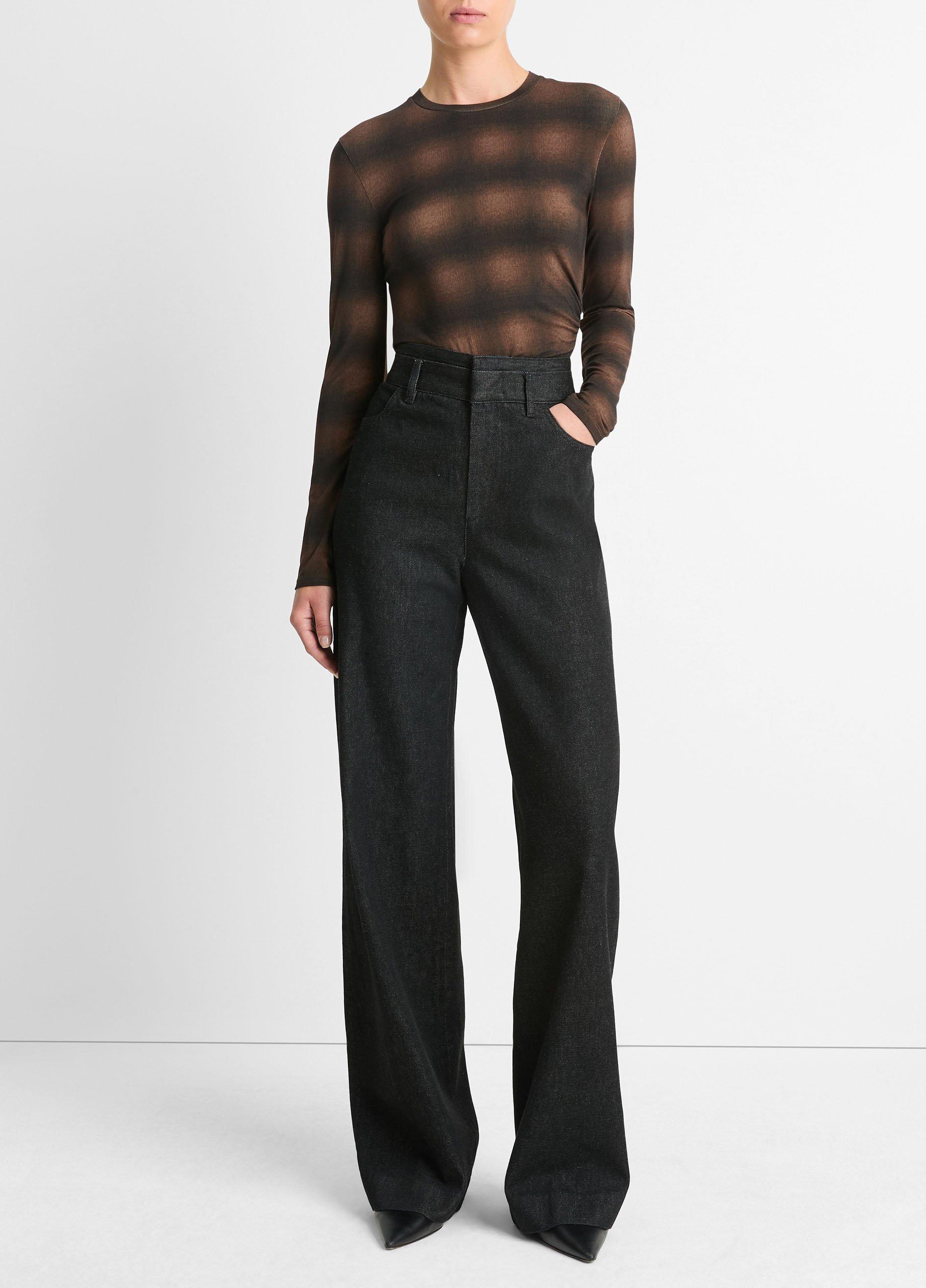 Draped Long-Sleeve Crew Neck Top in Shirts & Tees | Vince