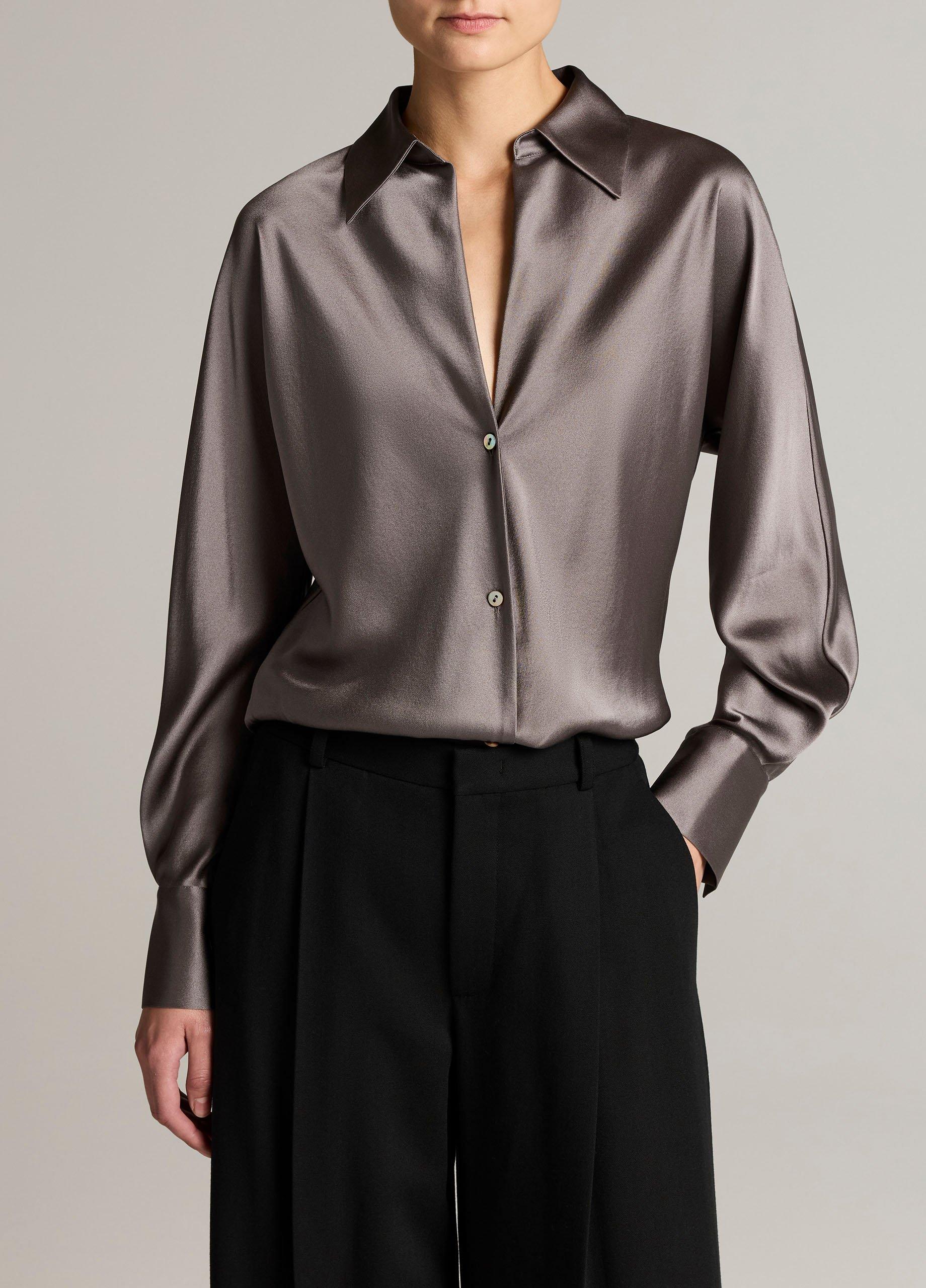 Silk Bias Long-Sleeve Blouse image number 0