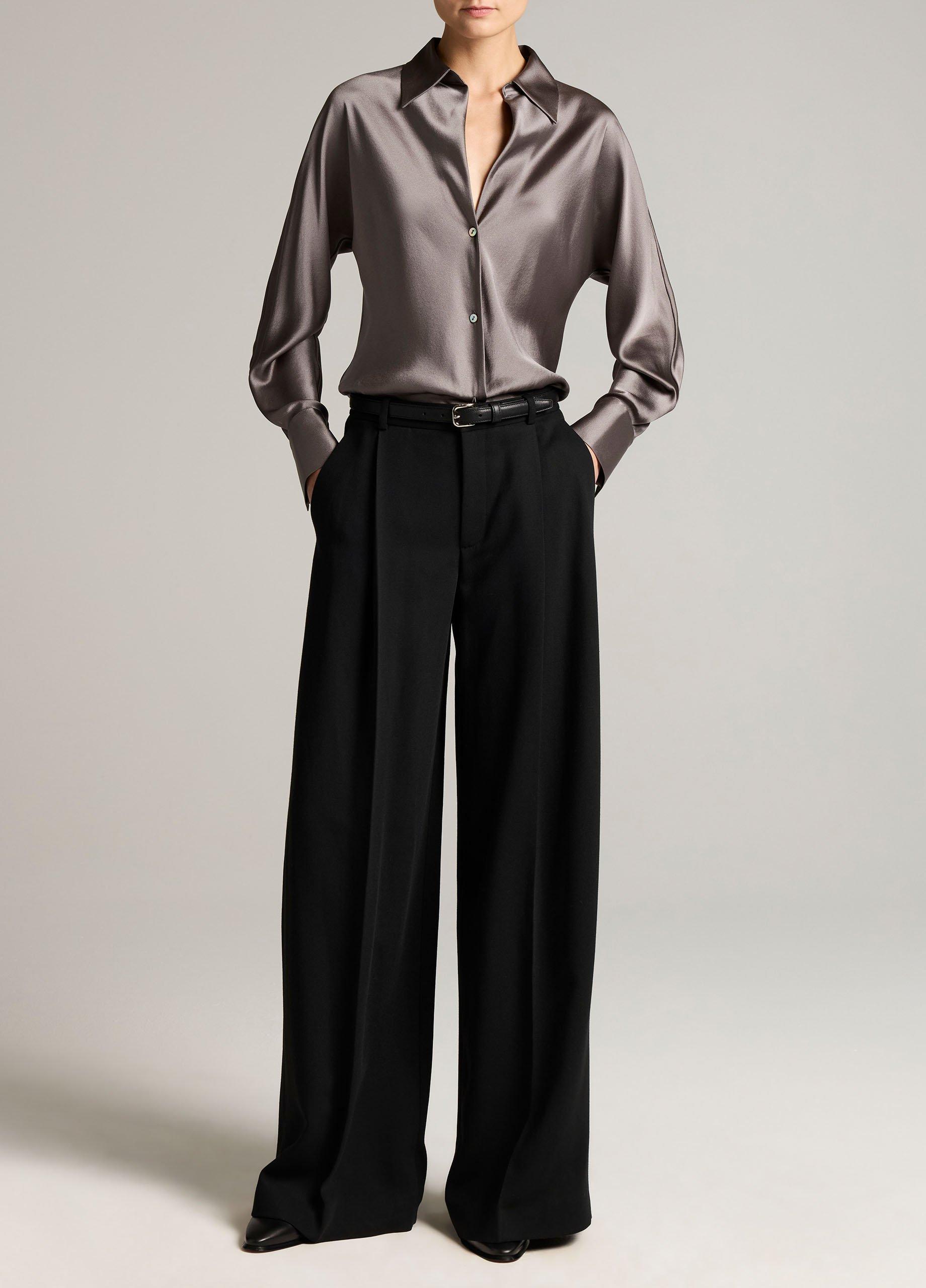 Silk Bias Long-Sleeve Blouse image number 3