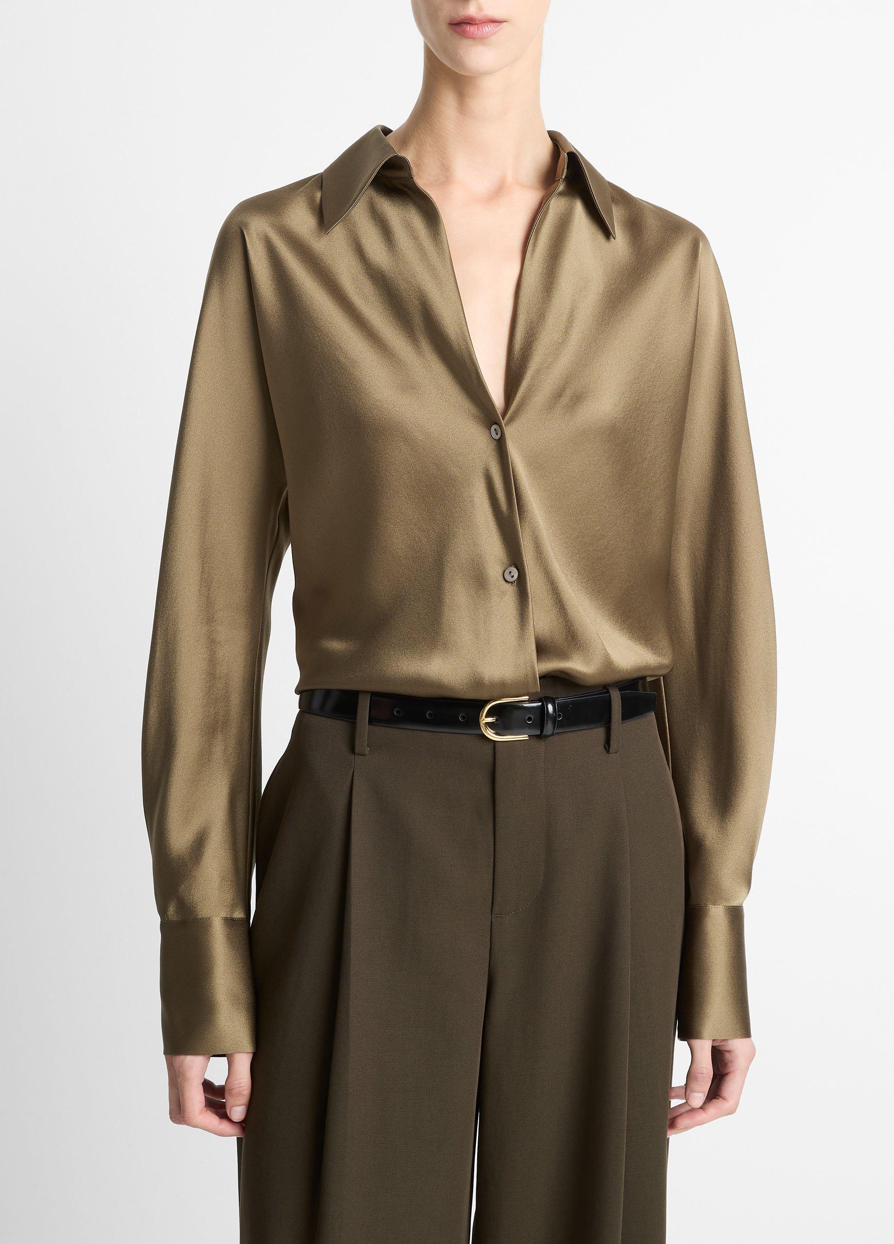 Silk Bias Long-Sleeve Blouse image number 0