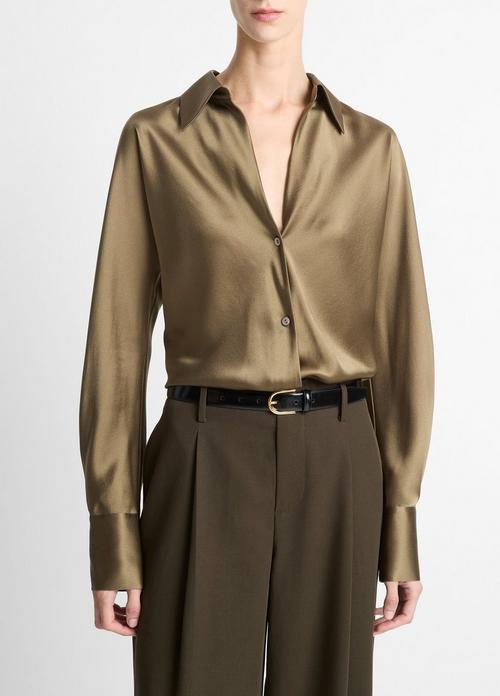 Silk Bias Long-Sleeve Blouse