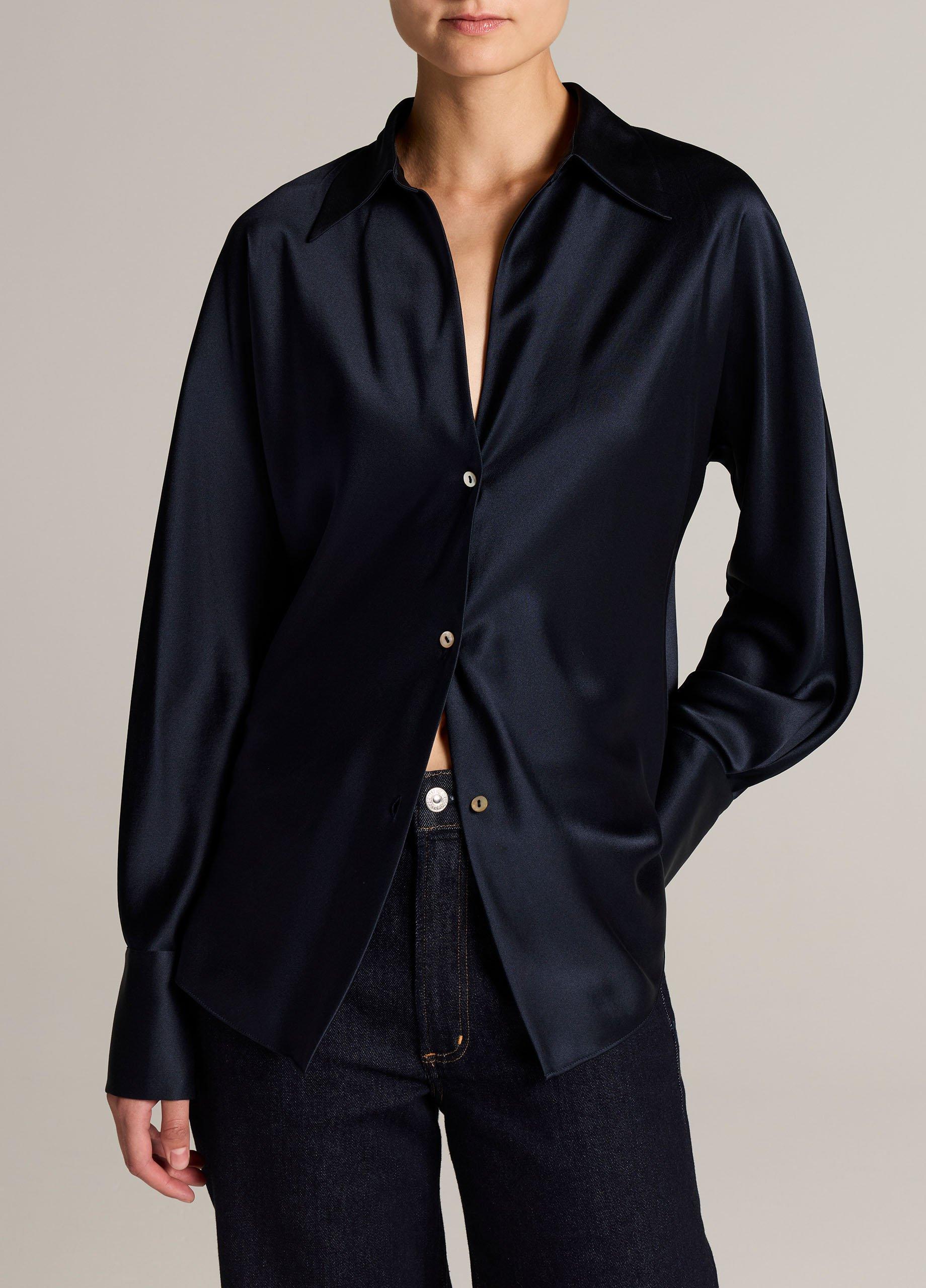 Silk Bias Long-Sleeve Blouse image number 0